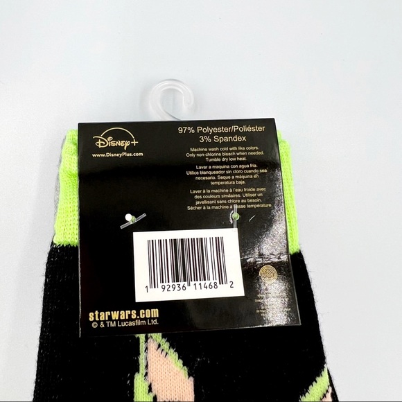 New Men’s Disney Star Wars The Mandalorian Baby Yoda Grogu Crew Socks Size 6-12 - Picture 4 of 5